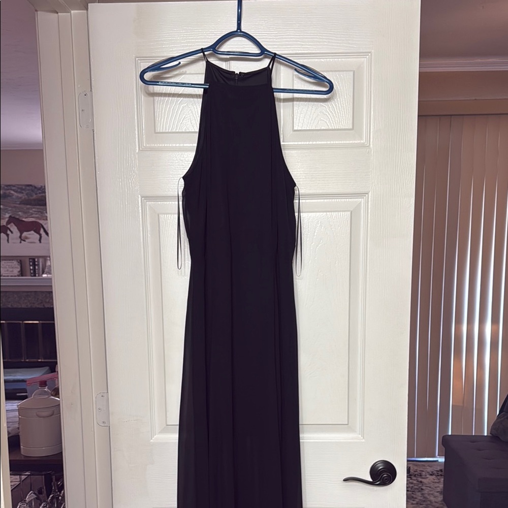 Elegant Black High Neck Sleeveless Dress